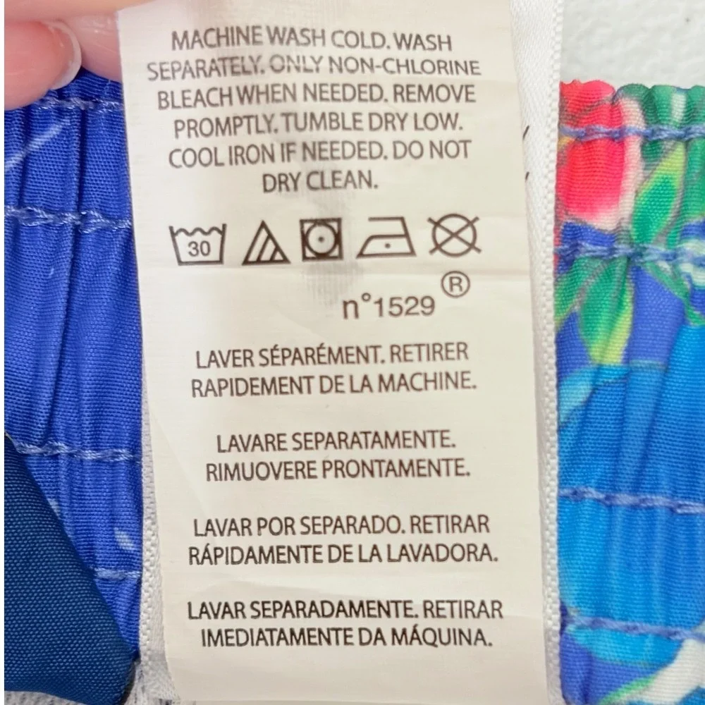 Polo Ralph Lauren Swim Trunks XL‎ Blue Floral Tropical Mens Drawstring Excellent
